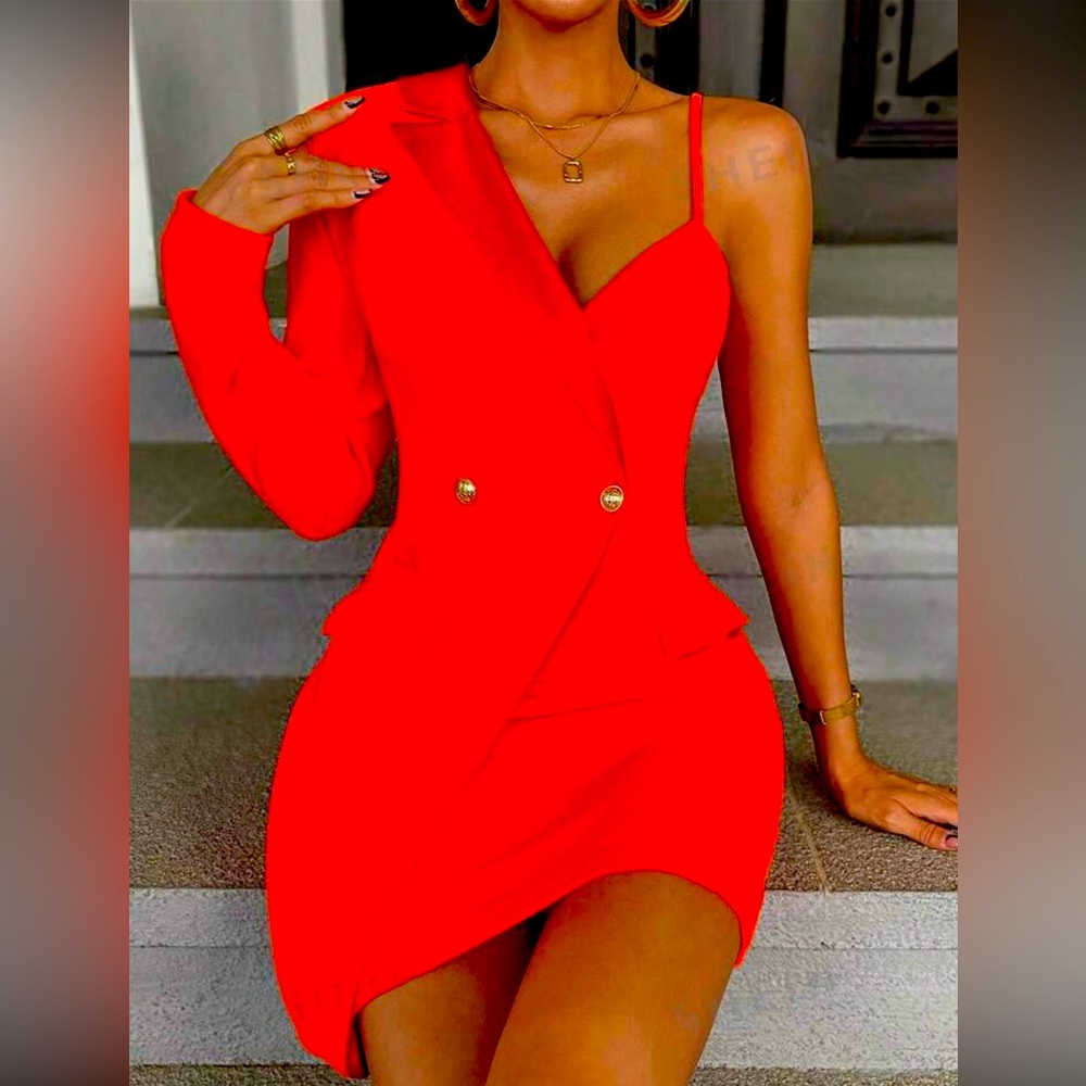 One shoulder mini dress dress for sale. Color orange. Very elegant and sexy